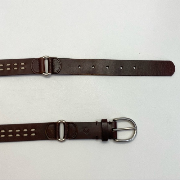 Columbia Leather Brown Belt Contrast Stitching Size Large Boho Western Y2K - Picture 5 of 7